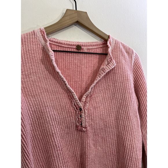 Y2K Free People FP One Colt Waffle Knit Henley S Bohemian Thermal Festival - Picture 4 of 14
